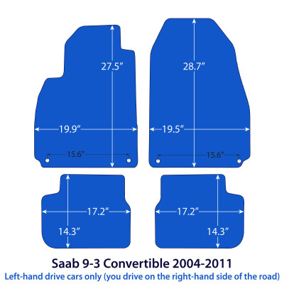Dywaniki welurowe linia Premium do Saab 9-3 - II gen - Kabriolet - 2003-2011 - Czarne