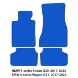 Dywaniki welurowe do BMW Serii 5 - 2017-2024 - G30, G31, F90 - 5 Logo