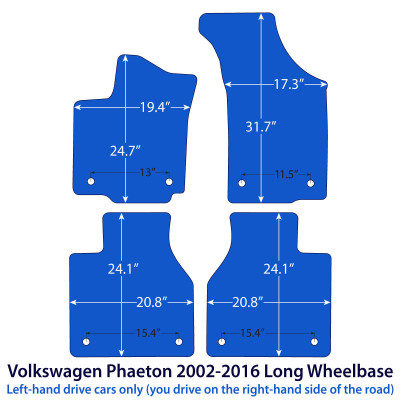 Dywaniki welurowe linia Premium do Volkswagen Phaeton - 2002-2016 - Długi rozstaw osi - Czarne