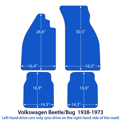 Dywaniki welurowe linia Premium do Volkswagen Beetle - 1938-1973 - Czarne