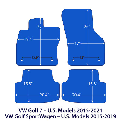 Dywaniki welurowe linia Premium do Volkswagen Golf VII & Golf SportWagen - 2012-2020 - Czarne