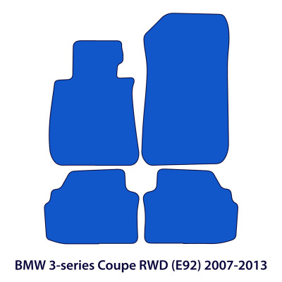 Dywaniki welurowe linia Premium do BMW Serii 3 Coupé 2006-2013 - RWD - E92 - M Przeszycia