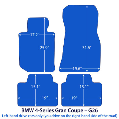 Dywaniki welurowe linia Premium do BMW Serii 4 Gran Coupé 2021-2026 - G26 - M Przeszycia