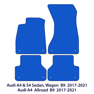 Dywaniki welurowe linia Premium do Audi A4 & S4 - 2015-2024 - B9 - Srebrne Przeszycia
