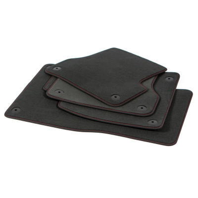 Dywaniki welurowe linia Premium do Audi A4 po liftingu 1997-2001 - Sedan & Wagon B5 - Czerwone przeszycia