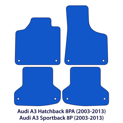 Dywaniki welurowe linia Premium do Audi A3 & S3 - 2003-2015 - 8P & 8PA - Srebrne przeszycia