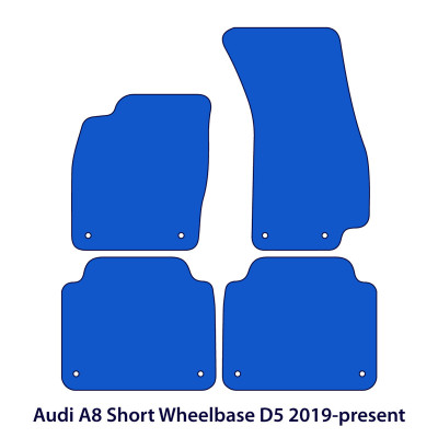 Dywaniki welurowe linia Premium do Audi A8/S8 Krótki rozstaw osi 2017-2026 - D5 - Czarne - Srebrne przeszycia