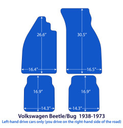 Dywaniki welurowe linia Exclusive do Volkswagen Beetle / Bug Coupé & Convertible - 1938-1973 - Czarne Exclusive