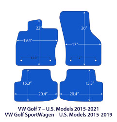 Dywaniki welurowe linia Exclusive do Volkswagen Golf 7 & Golf SportWagen - 2012-2021 - Czarne Exclusive