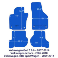 Dywaniki welurowe do Volkswagen Golf 5 & 6, Jetta 5 & Jetta SportWagen - Czarne
