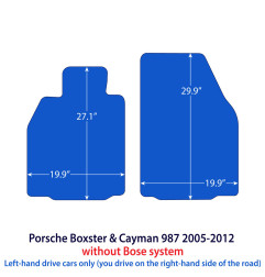 Dywaniki welurowe linia Exclusive do Porsche Boxster & Cayman - 2004-2012 bez systemu Bose - 987 - Czarne Exclusive