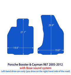 Dywaniki welurowe linia Exclusive do Porsche Boxster & Cayman - 2004-2012 z systemem Bose - 987 - Czarne Exclusive