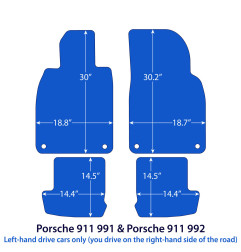 Dywaniki welurowe linia Exclusive do Porsche 911 - 2012-2026 - 991 & 992 - Czarne Exclusive