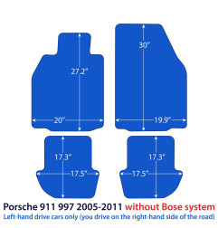 Dywaniki welurowe linia Exclusive do Porsche 911 - 2004-2012 bez systemu Bose - 997 - Czarne Exclusive