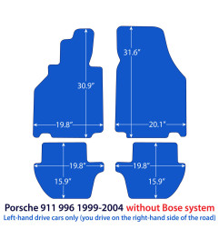 Dywaniki welurowe linia Exclusive do Porsche 911 - 1998-2004 bez systemu Bose - 996 - Czarne Exclusive