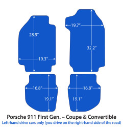 Dywaniki welurowe linia Exclusive do Porsche 911 pierwsza generacja - 1964-1989 - Czarne Exclusive