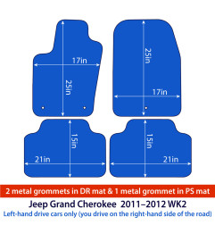 Dywaniki welurowe linia Exclusive do Jeep Grand Cherokee - WK2 - 2011-2021 - Czarne Exclusive