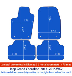 Dywaniki welurowe linia Exclusive do Jeep Grand Cherokee - WK2 - 2011-2015 - Czarne Exclusive