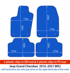 Dywaniki welurowe linia Exclusive do Jeep Grand Cherokee - WK2 - 2016-2021 - Czarne Exclusive