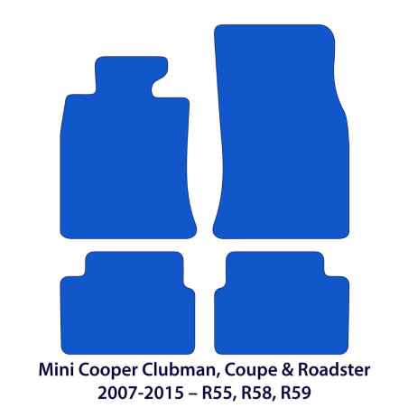 Dywaniki welurowe linia Exclusive do Mini Cooper Clubman, Coupe & Roadster 2007-2015 - R55, R58, R59 - Logo GB