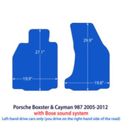 Dywaniki welurowe do Porsche Boxster & Cayman 2004-2013 z systemem nagłośnienia Bose - 987 - Czarne