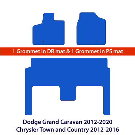 Dywaniki welurowe linia Exclusive do Dodge Grand Caravan 2012-2020 & Chrysler Town & Country 2012-2016 2R - Czarne Exclusive