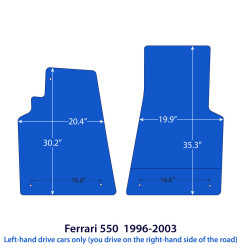 Dywaniki welurowe linia Exclusive do Ferrari 550 Maranello & Barchetta Pininfarina - 1996-2002 - Czarne Exclusive