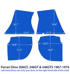 Dywaniki welurowe linia Exclusive do Ferrari Dino 206 GT, 246 GT & 246 GTS - 1967-1974 - Czarne Exclusive