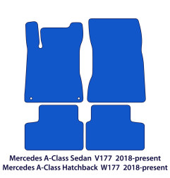 Dywaniki welurowe linia Exclusive do Mercedes A-Class - 2018-2026 - V177 W177 - Czarne Exclusive