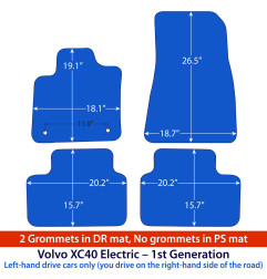 Dywaniki welurowe linia Exclusive do Volvo XC40 elektryczny - 2023-2026 - mocowania tylko u kierowcy - Czarne Exclusive