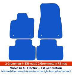 Dywaniki welurowe linia Exclusive do Volvo XC40 elektryczny - 2020-2026 - mocowania u kierowcy i pasażera - Czarne Exclusive