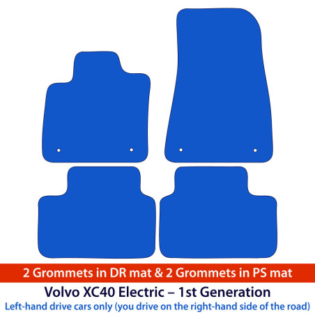 Dywaniki welurowe linia Exclusive do Volvo XC40 elektryczny - 2020-2026 - mocowania u kierowcy i pasażera - Czarne Exclusive