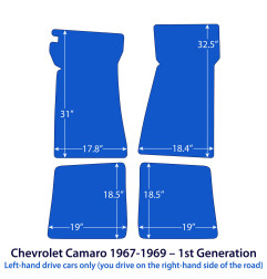 Dywaniki welurowe linia Exclusive do Chevrolet Camaro - 1966-1969 - I gen - Czarne Exclusive