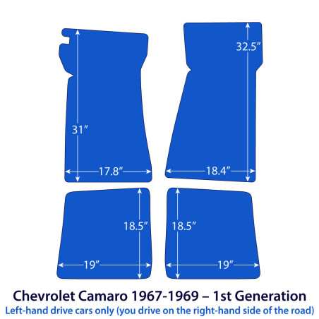 Dywaniki welurowe linia Exclusive do Chevrolet Camaro - 1966-1969 - I gen - Czarne Exclusive