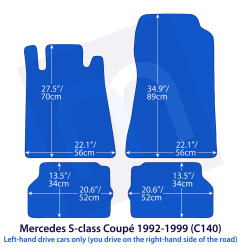 Dywaniki welurowe linia Exclusive do Mercedes S-Class Coupé - 1991-1998 - C140 - Czarne Exclusive