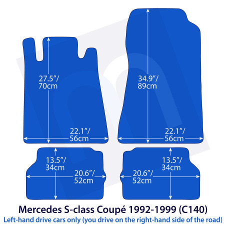 Dywaniki welurowe linia Exclusive do Mercedes S-Class Coupé - 1991-1998 - C140 - Czarne Exclusive