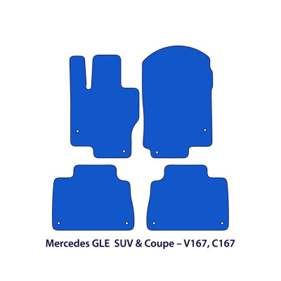 Dywaniki welurowe linia Exclusive do Mercedes GLE - 2019-2026 - SUV & Coupé V167 C167 - Czarne Exclusive