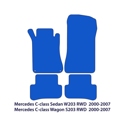 Dywaniki welurowe linia Exclusive do Mercedes C-Class - 2000-2007 - RWD W203 & S203 - Czarne Exclusive