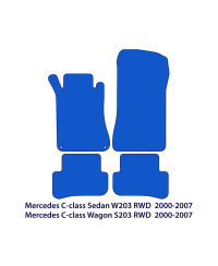 Dywaniki welurowe linia Exclusive do Mercedes C-Class - 2000-2007 - RWD W203 & S203 - Czarne Exclusive
