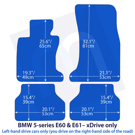 Dywaniki welurowe linia Exclusive do BMW Serii 5 xDrive 2003-2010 - E60, E61 - Czarne Exclusive