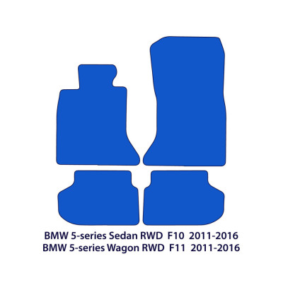 Dywaniki welurowe linia Exclusive do BMW Serii 5 RWD 2010-2017 - F10, F11 - Czarne Exclusive