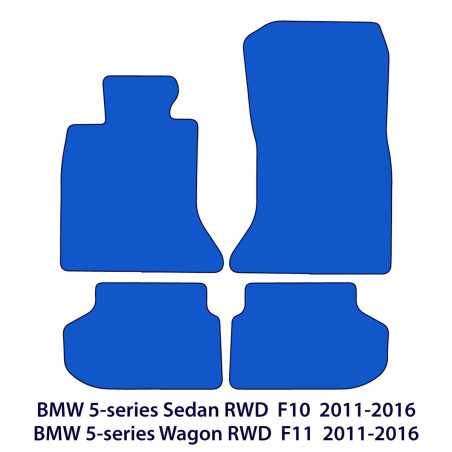 Dywaniki welurowe linia Exclusive do BMW Serii 5 RWD 2010-2017 - F10, F11 - Czarne Exclusive