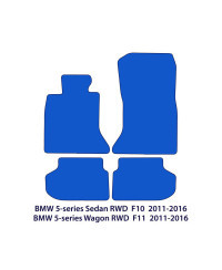 Dywaniki welurowe linia Exclusive do BMW Serii 5 RWD 2010-2017 - F10, F11 - Czarne Exclusive