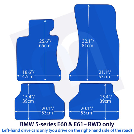 Dywaniki welurowe linia Exclusive do BMW Serii 5 RWD 2003-2010 - E60, E61 - Czarne Exclusive