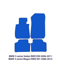 Dywaniki welurowe linia Exclusive do BMW Serii 3 Sedan 2004-2012 & Kombi 2004-2012 xDrive E90, E91 - Czarne Exclusive