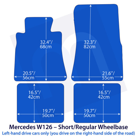Dywaniki welurowe linia Exclusive do Mercedes S-Class 1979-1991 - W126 - Czarne Exclusive