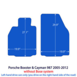 Dywaniki welurowe do Porsche Boxster & Cayman 2004-2013 bez systemu nagłośnienia Bose - 987 - Czarne
