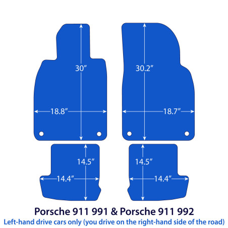 Dywaniki welurowe linia Exclusive do Porsche 911 - 2011-2019 - 991 & 2019-2026 - 992 - Czarne