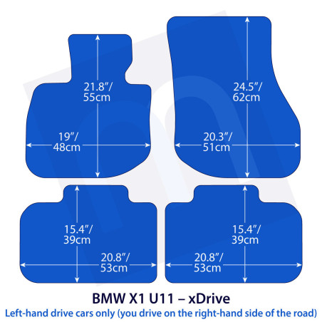 Dywaniki welurowe linia Exclusive do BMW X1 - xDrive U11 - Czarne Exclusive