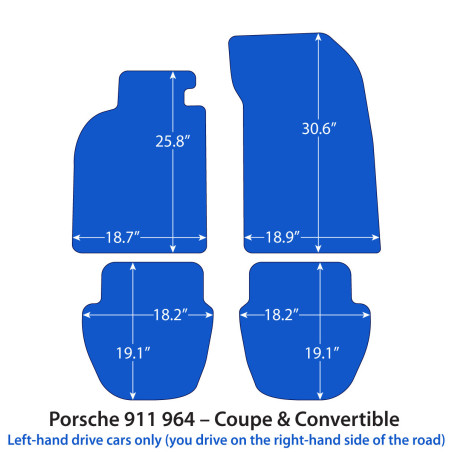 Dywaniki welurowe linia Exclusive do Porsche 911 - 1989-1993 - 964 - Czarne